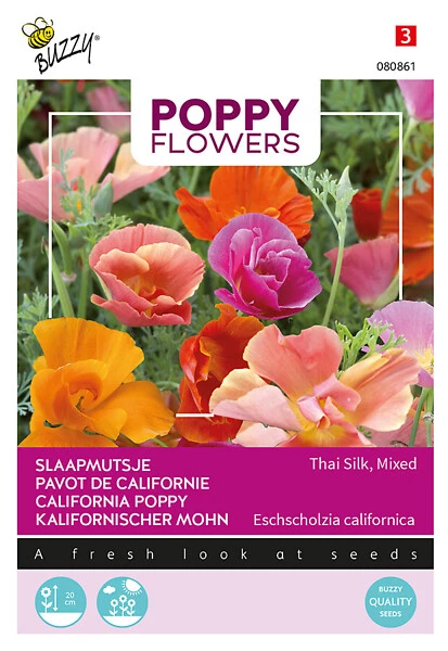 Buzzy Poppy Flowers tuliunikko Thai Silk